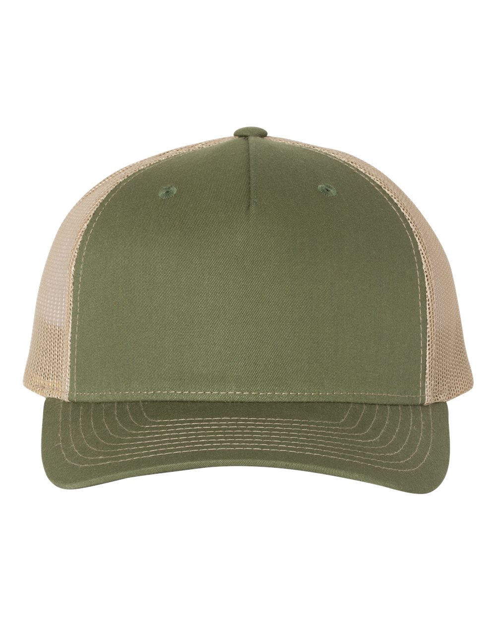 Richardson 112FP Five-Panel Trucker Cap Army Olive Green/ Tan