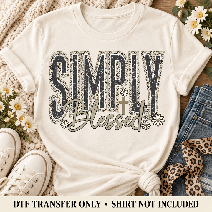 Simply Blessed Leopard Print DTF Transfer