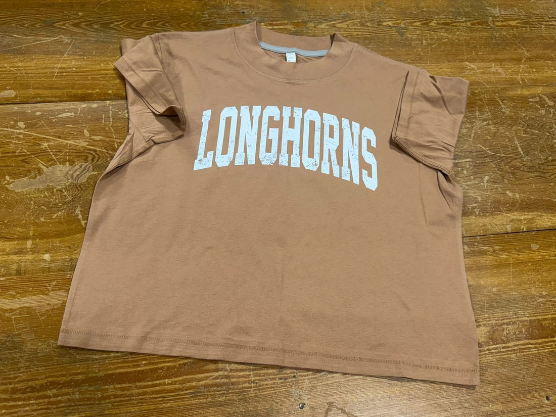 Longhorns Tan Graphic Tee T-Shirt Cropped