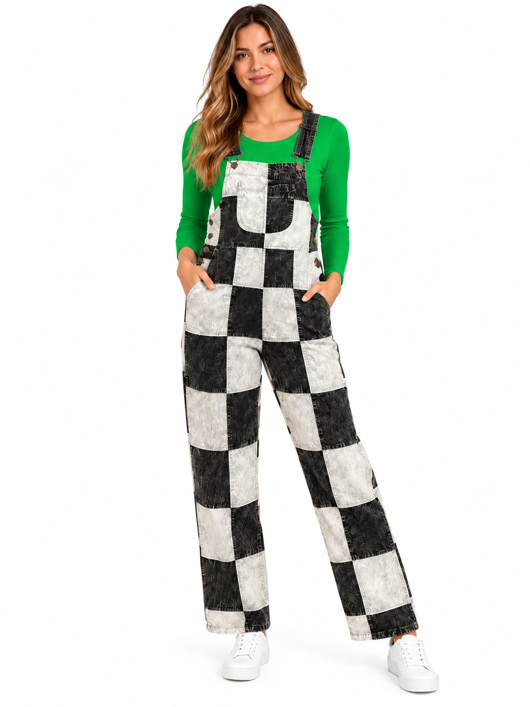 Black and White Checkered Overalls