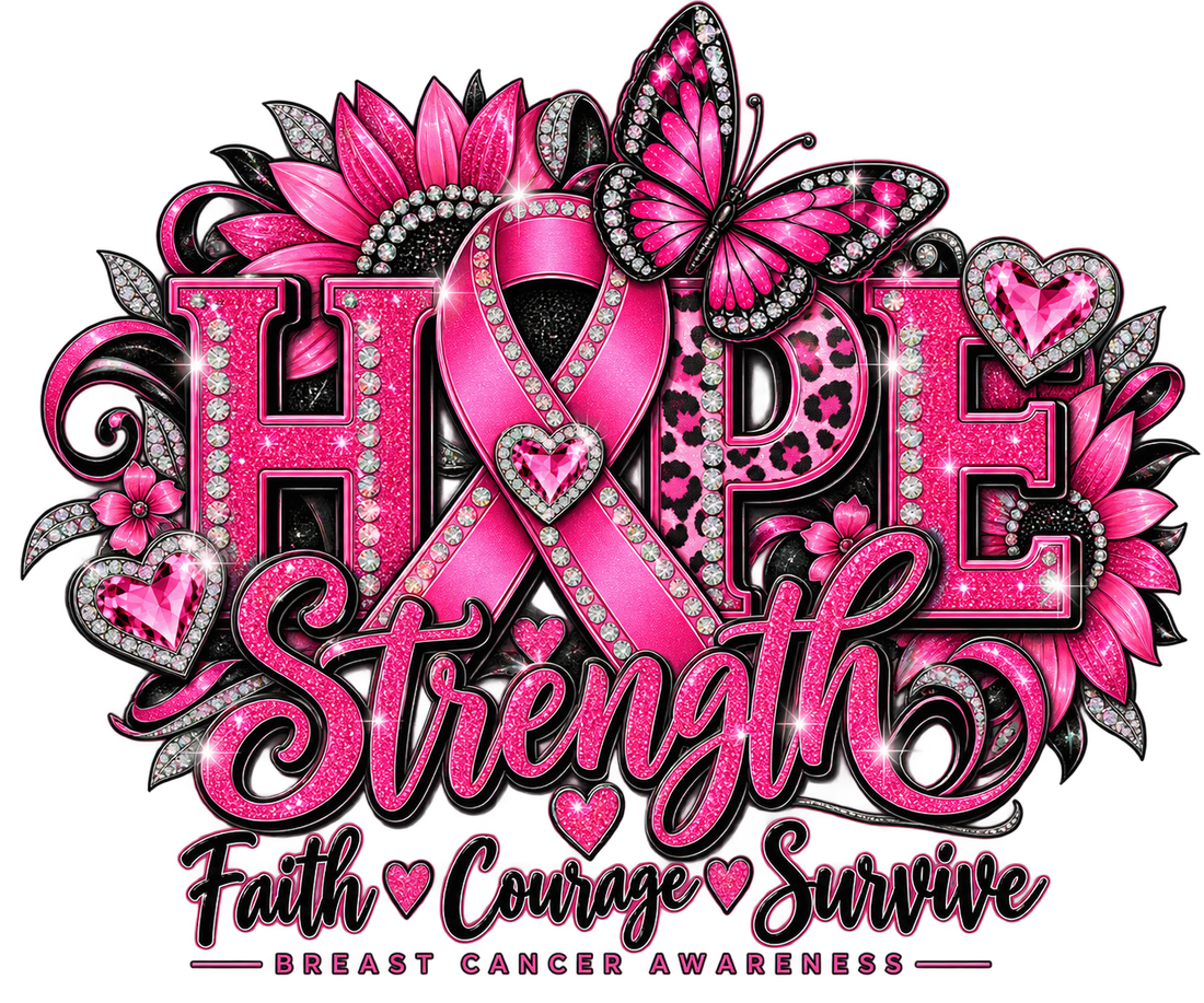 Hope Strength Breast Cancer Awareness Design