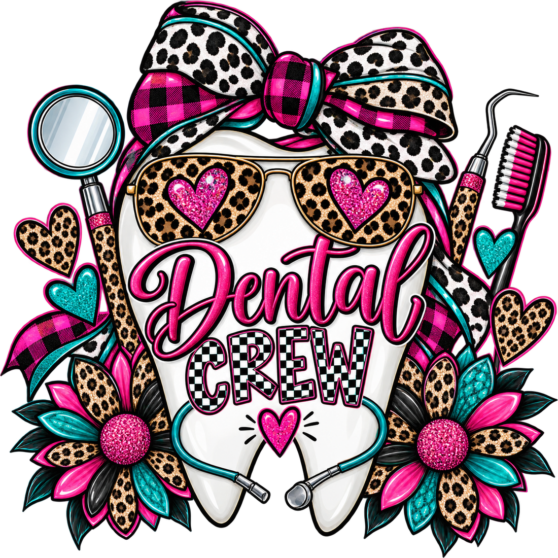Dental Crew Leopard Print Design