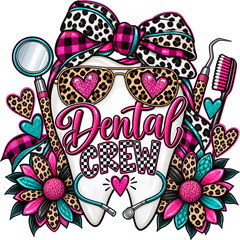 Dental Crew Leopard Print – Hot Pink DTF Transfer