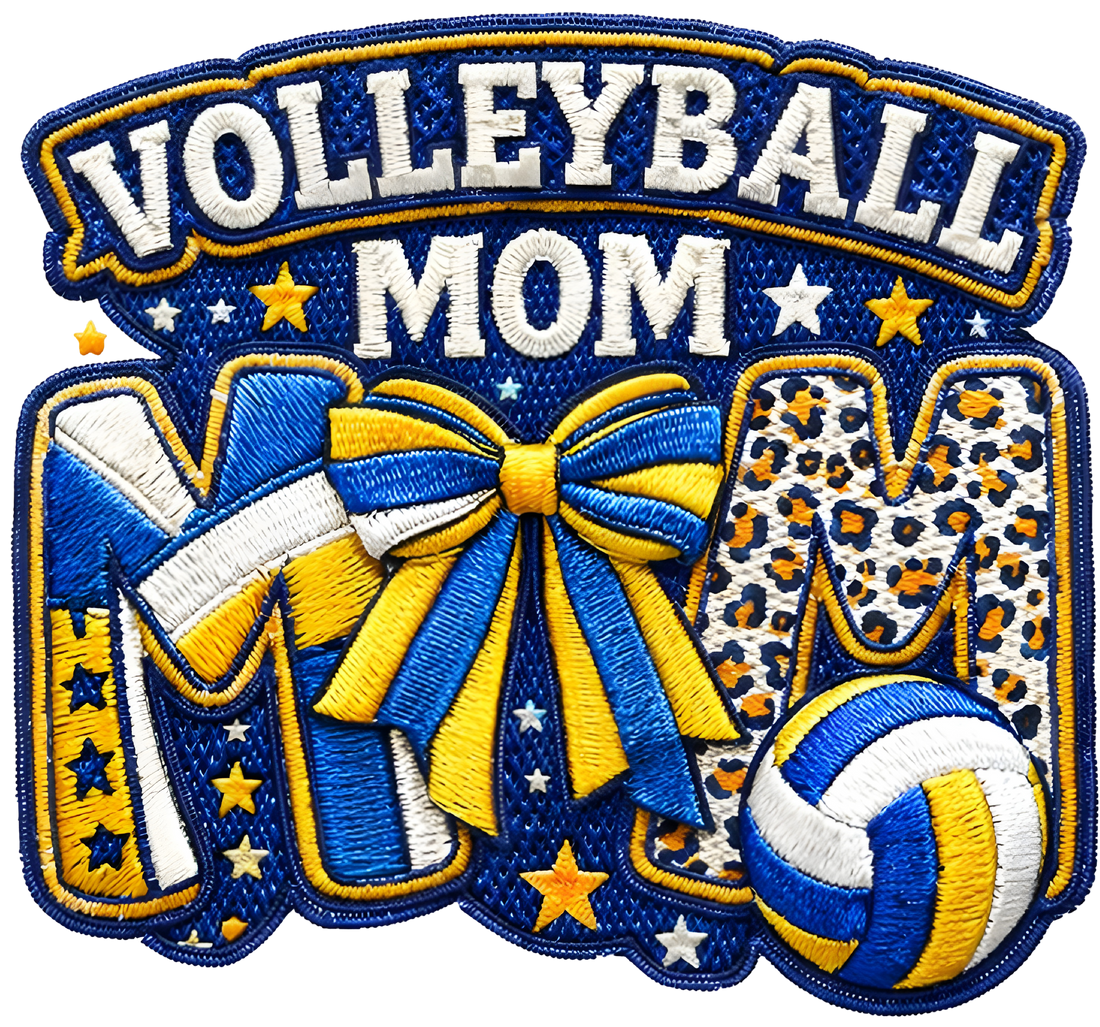 Volleyball Mom Blue Gold Badge DTF Transfer