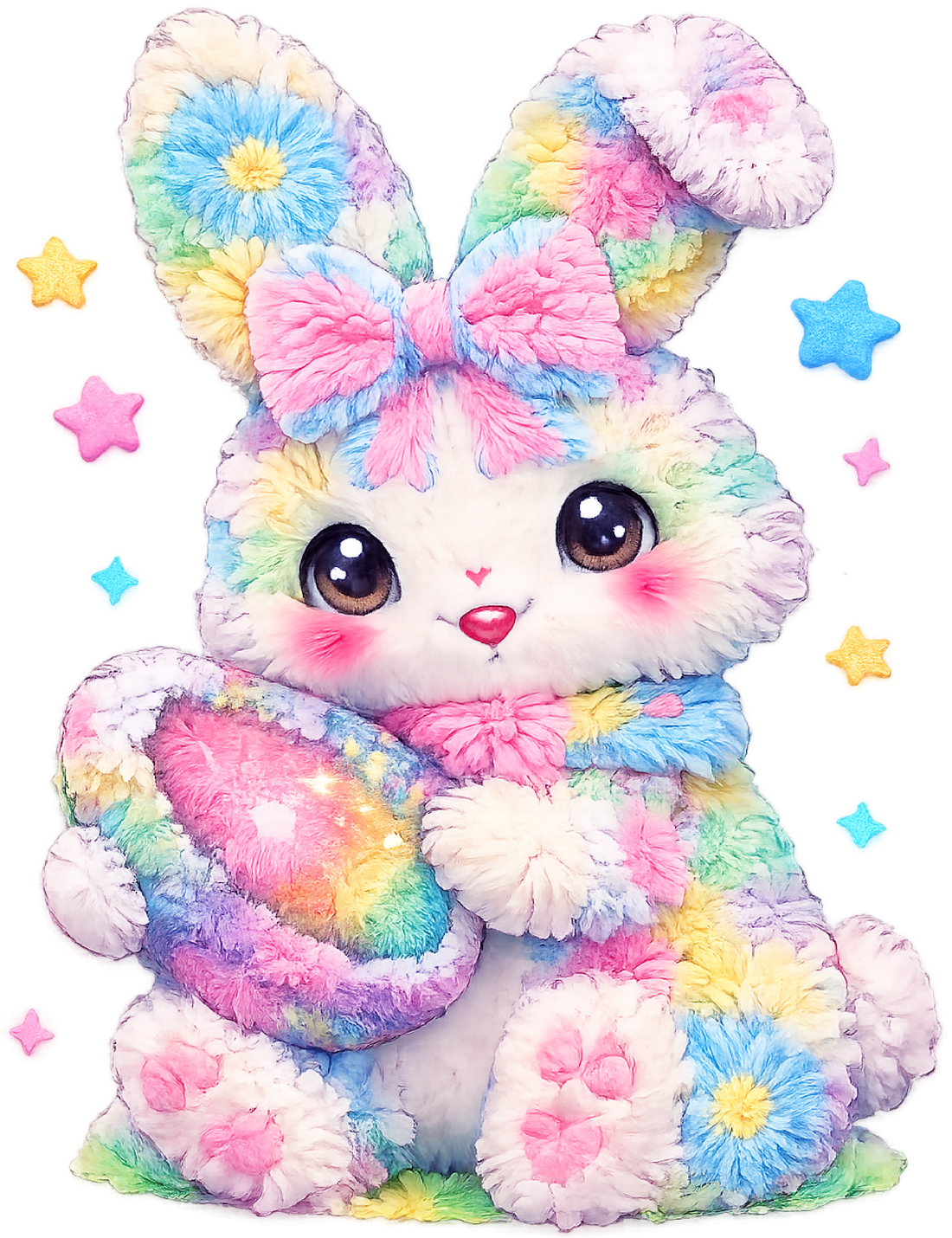 Pastel Rainbow Flower Bunny