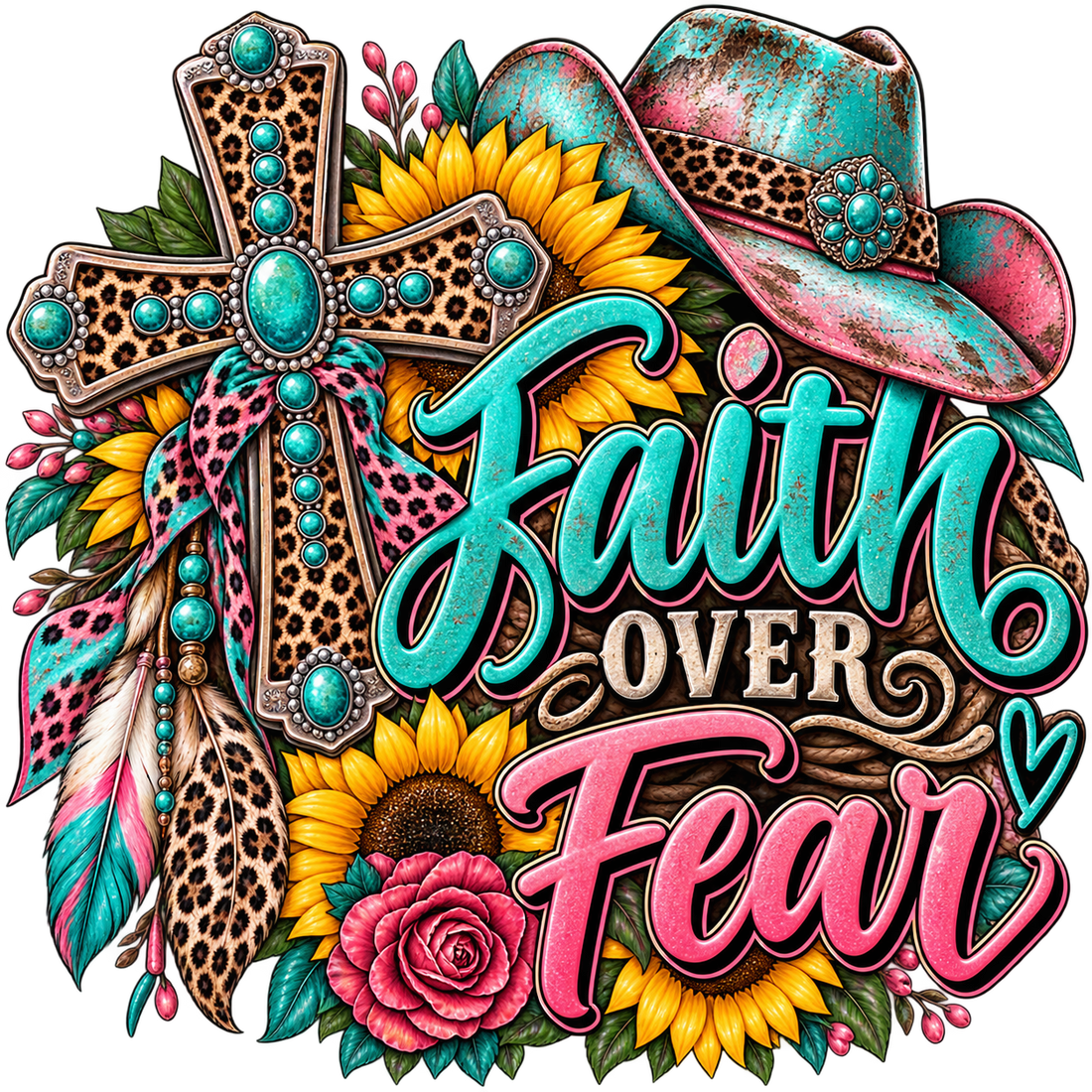 Faith Over Fear Western DTF Transfer