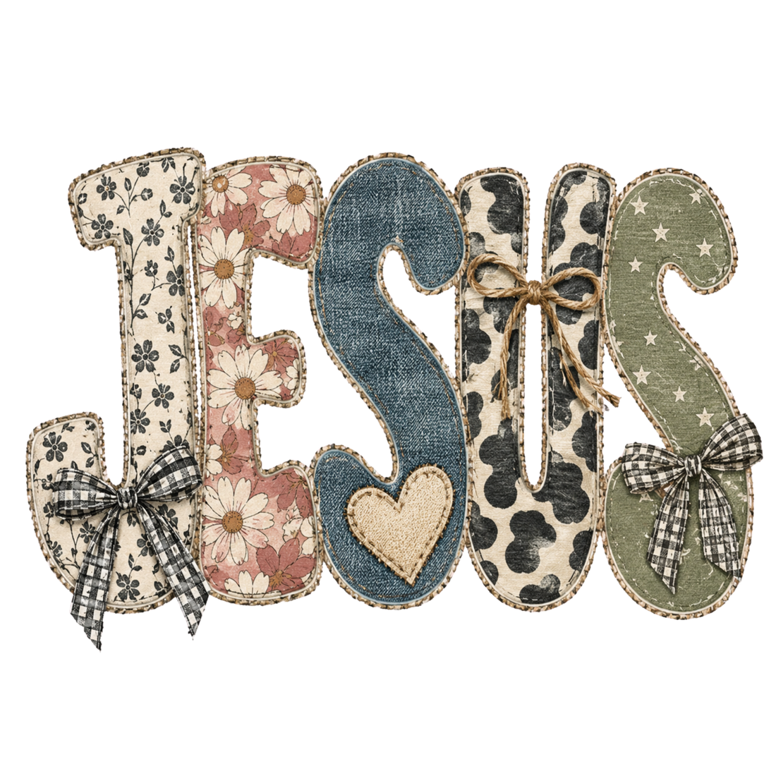 Love Patchwork Fabric DTF Transfer