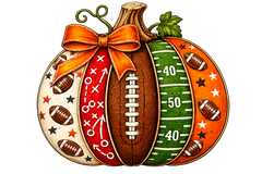 Football Pumpkin Orange Bow DTF Transfer