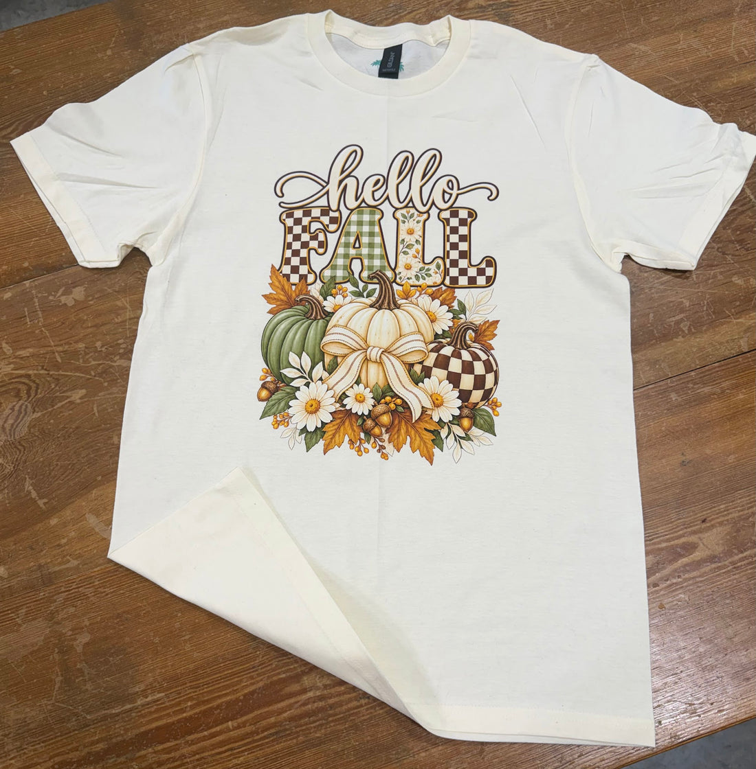 Hello Fall cream color tee