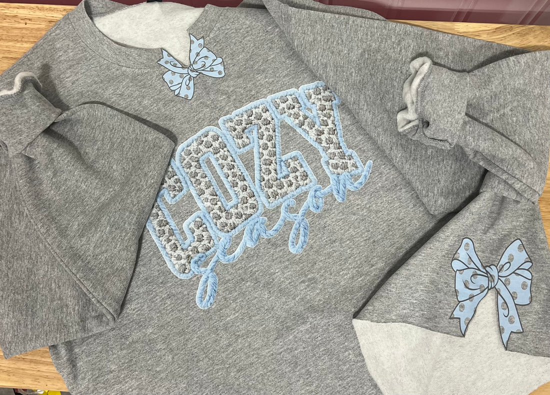 Cozy Season Bow Sweatshirt in Gray
