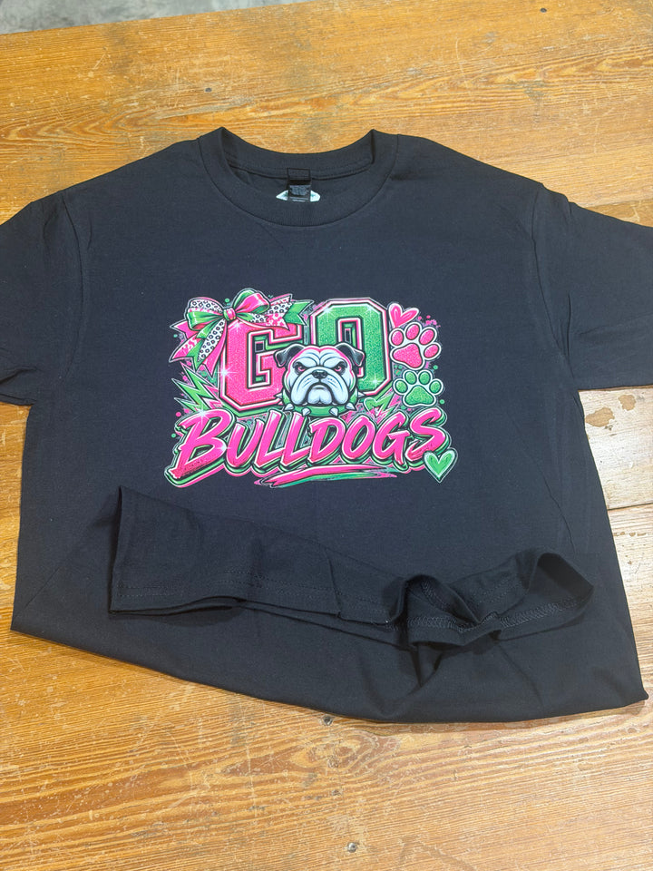 GO Bulldogs Pink Green Tee