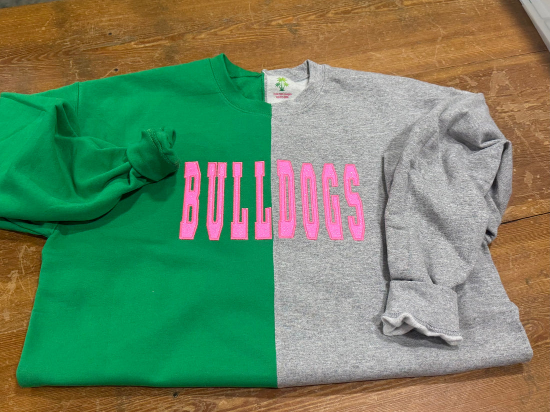 Bulldogs pink split green/grey sweatshirt