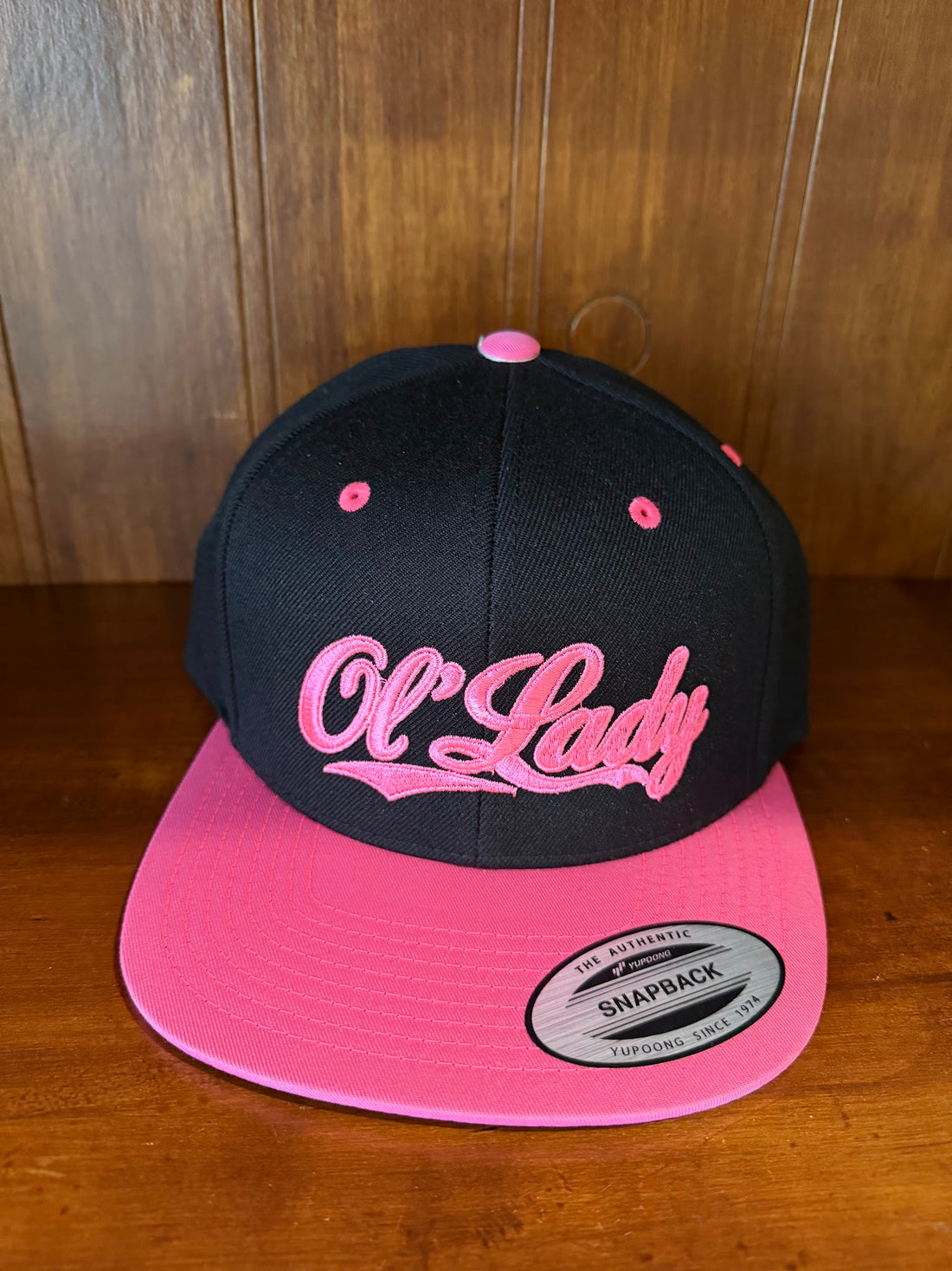 Yupoong OL Lady Black Pink Snapback Cap
