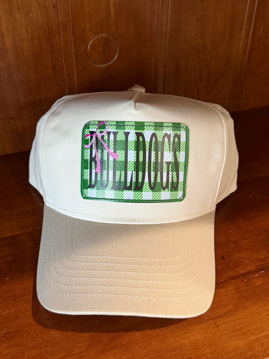 Green Plaid patch tan Baseball Cap