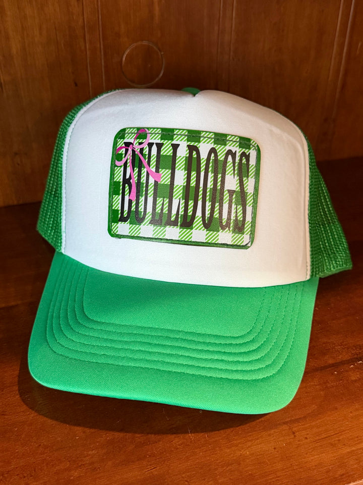 Bulldog Green Plaid Trucker Cap