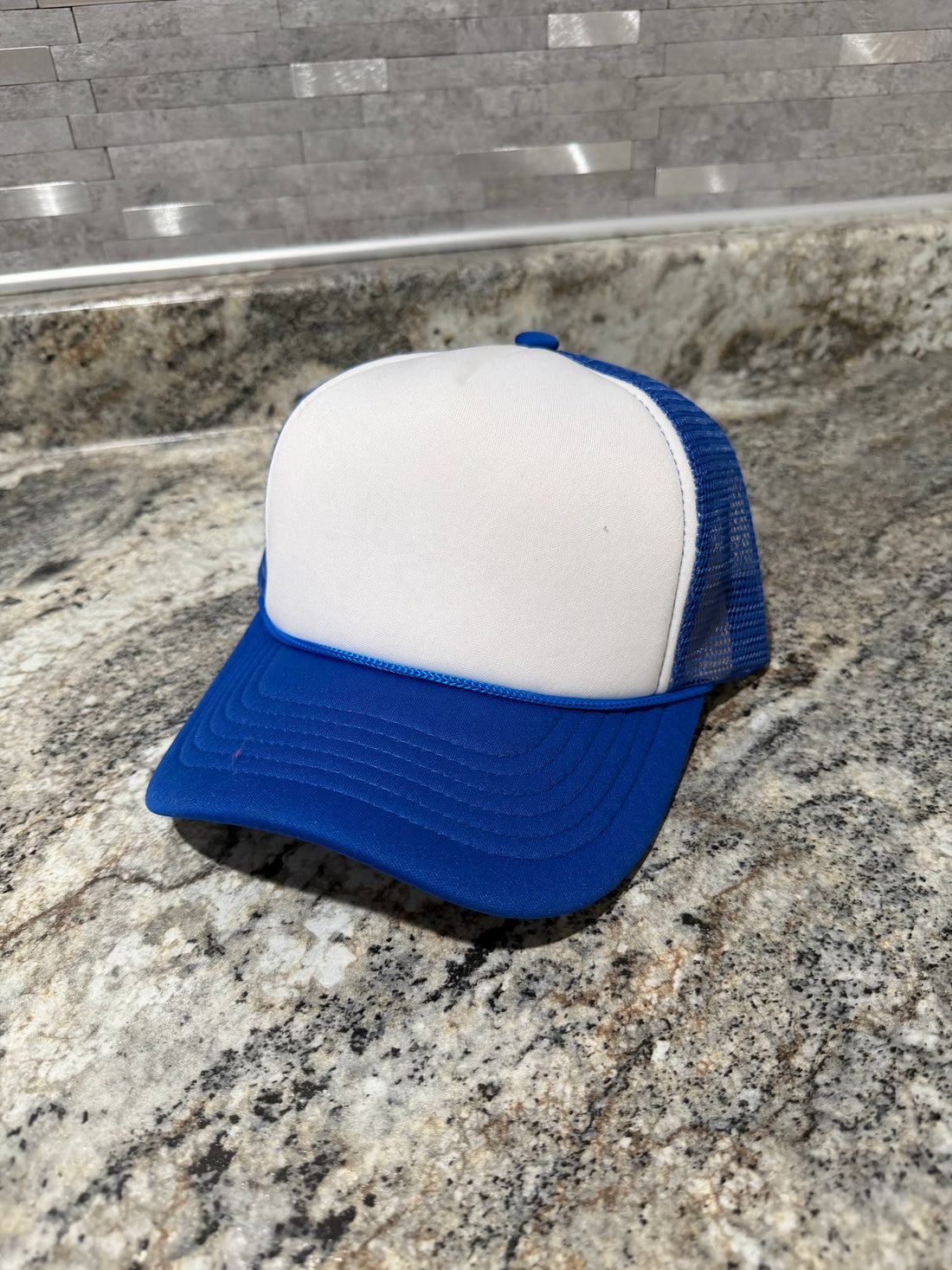 Royal Blue & White Trucker Cap Blank