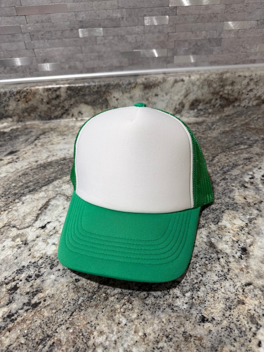Green & White Trucker Cap Blank