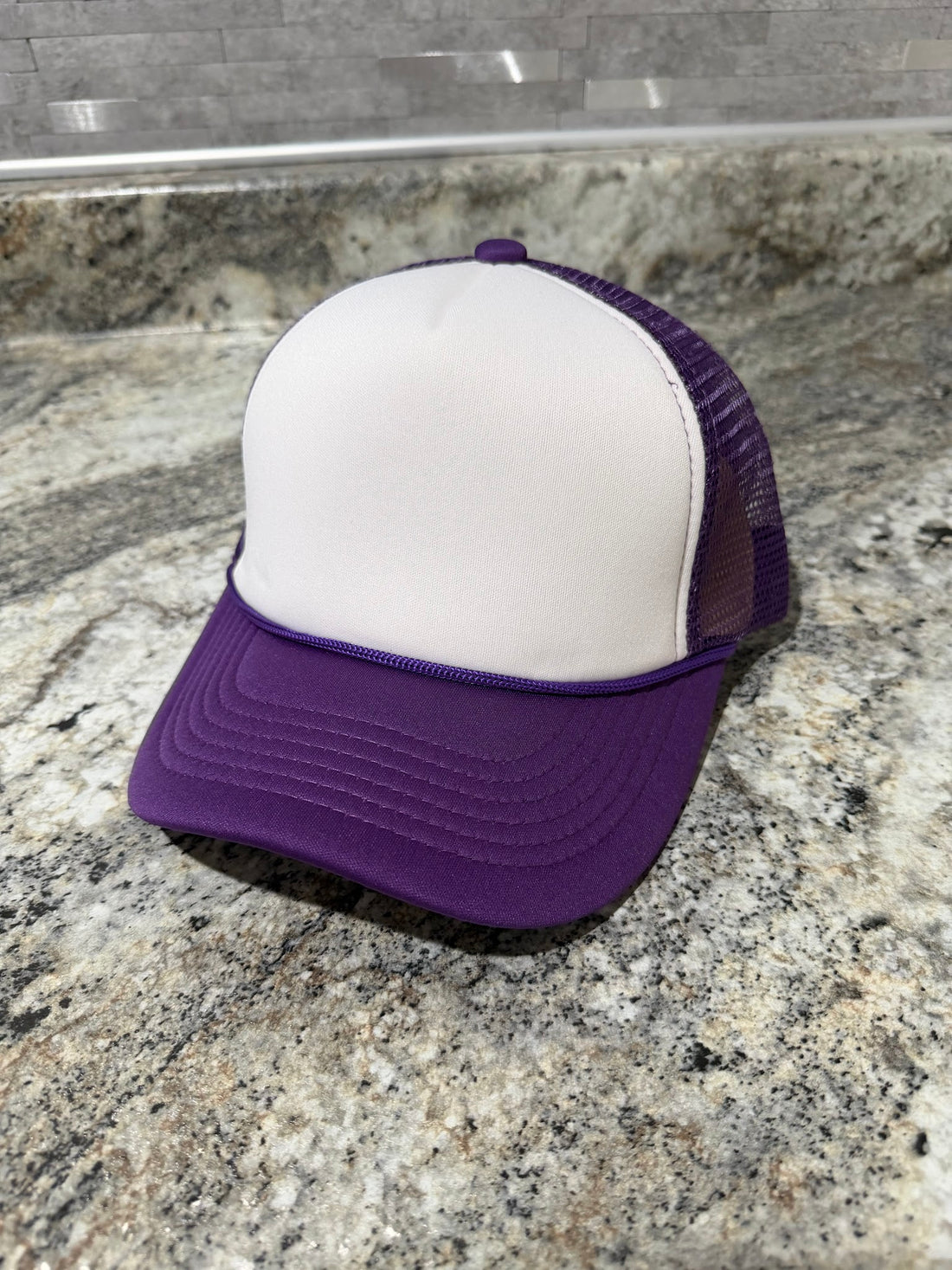 Purple & White Trucker Cap Blank