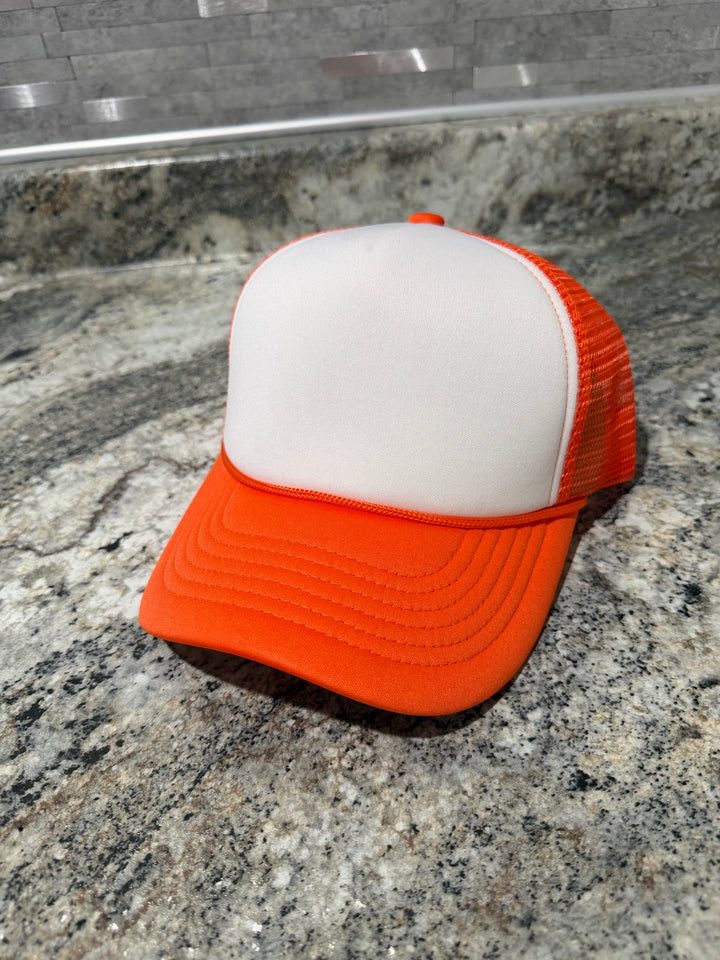 Orange & White Trucker Cap Blank