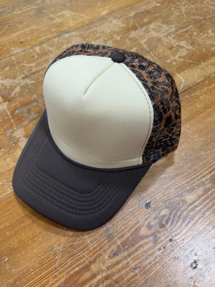Leopard Print Trucker Hat Cap Blank