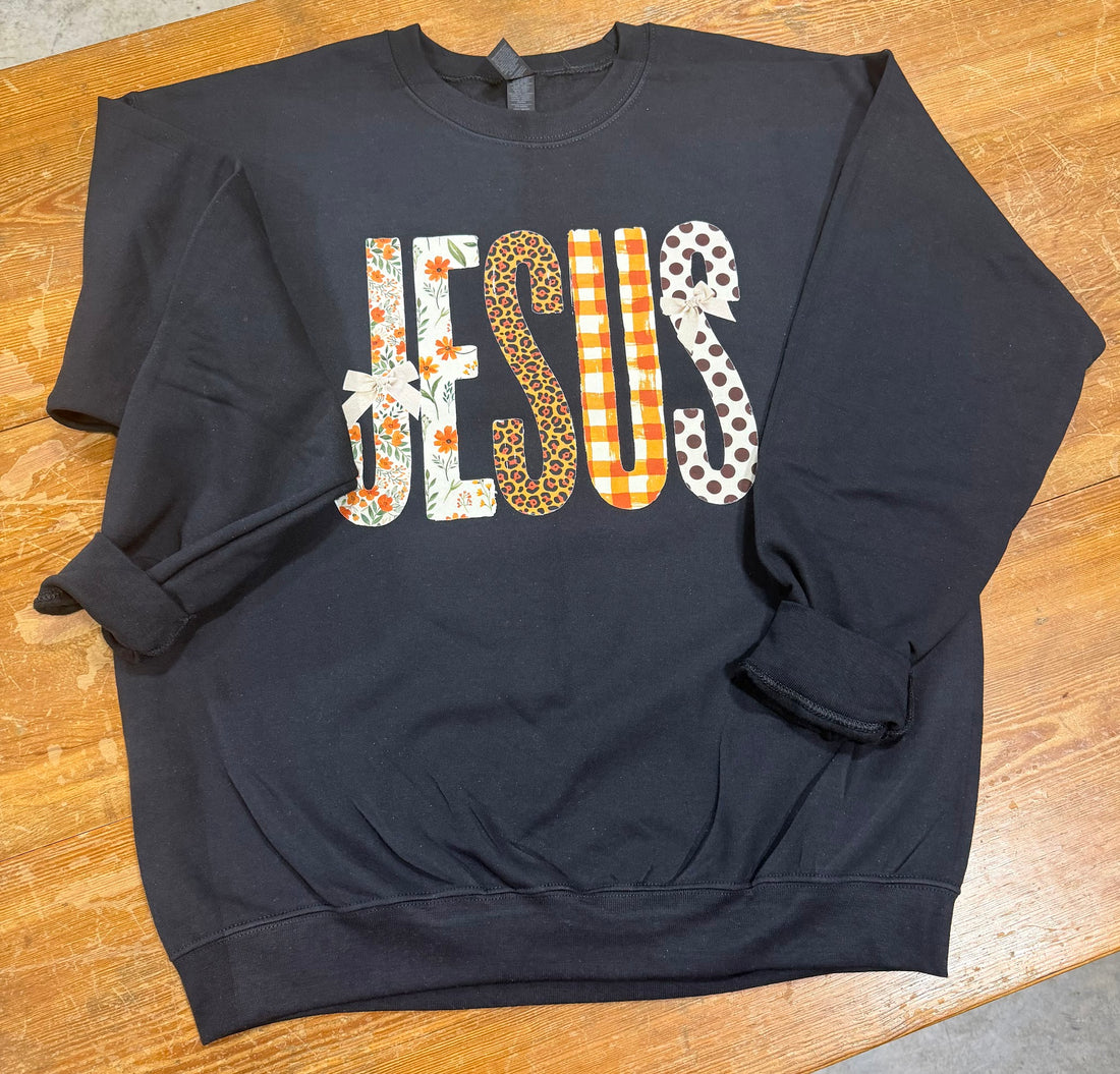 Fall Patterned Jesus Sweatshirt