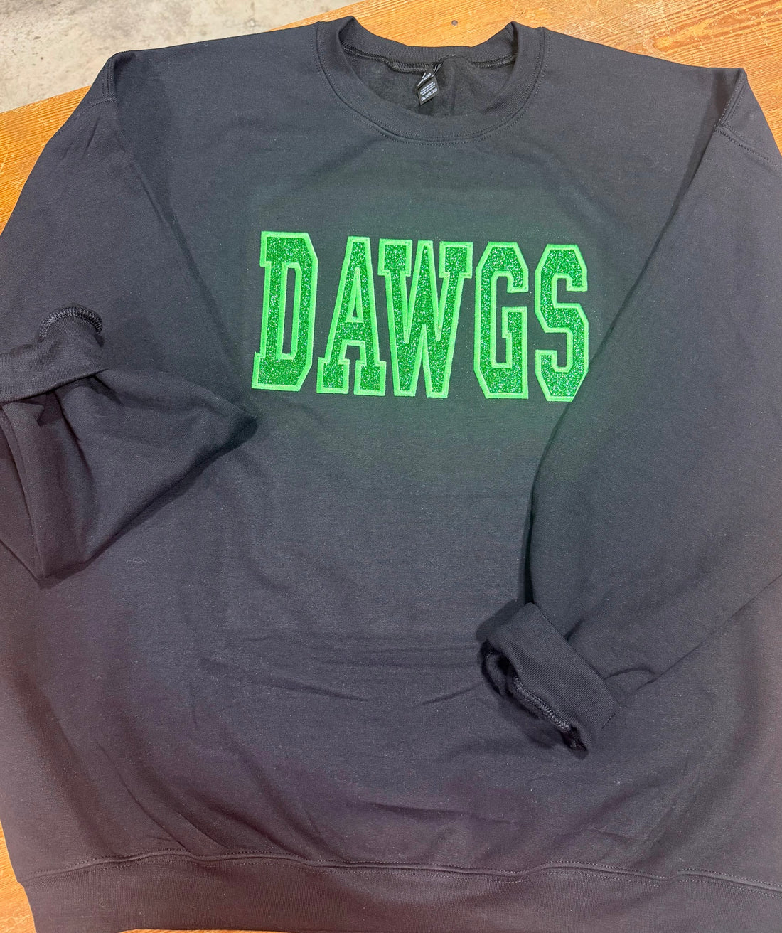 DAWGS Green On Black Glitter Sweatshirt
