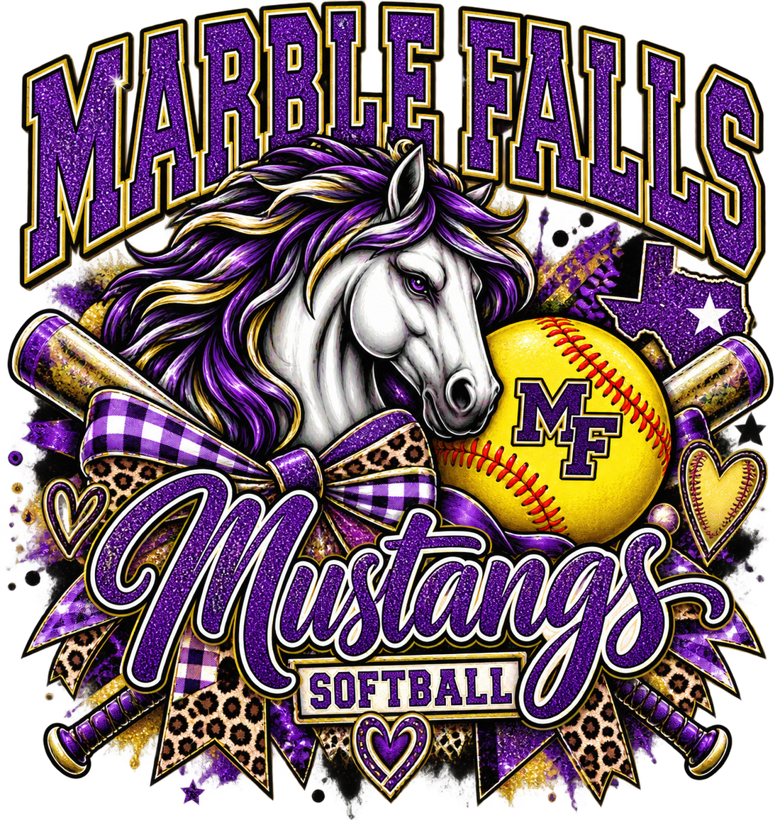 Marblee Mustangs Softball Team Design