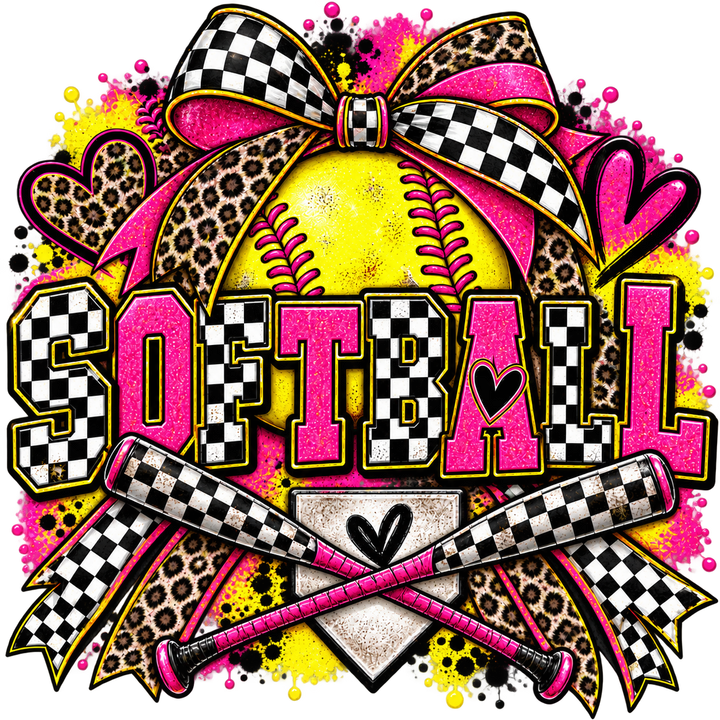 Softball Love Glitter Transfer Design