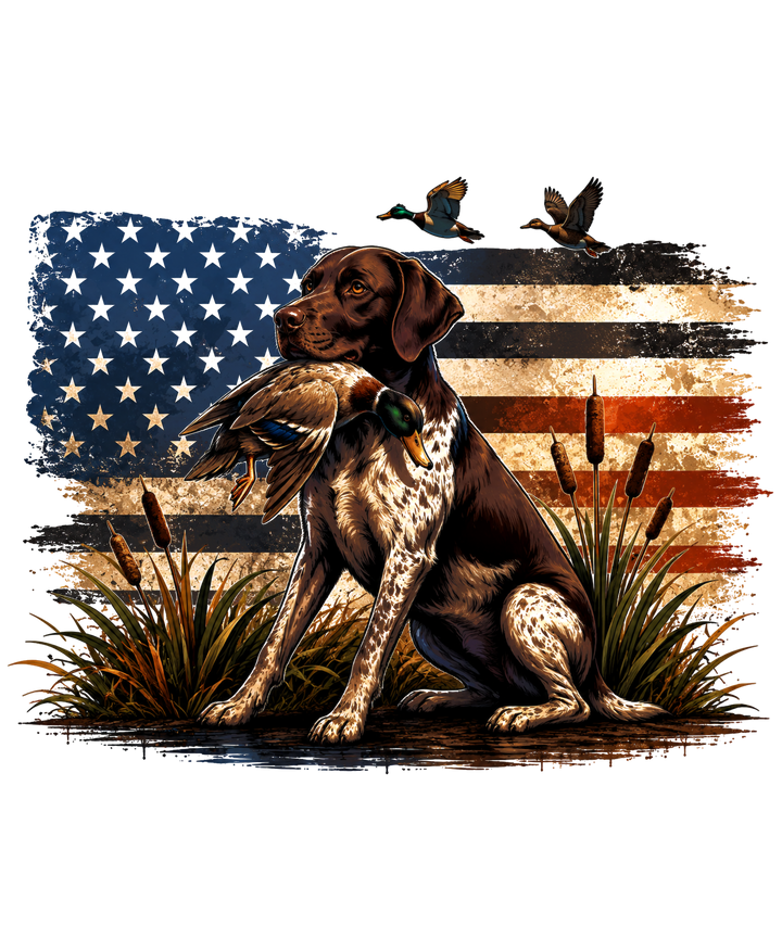 American Flag Duck Hunting Dog