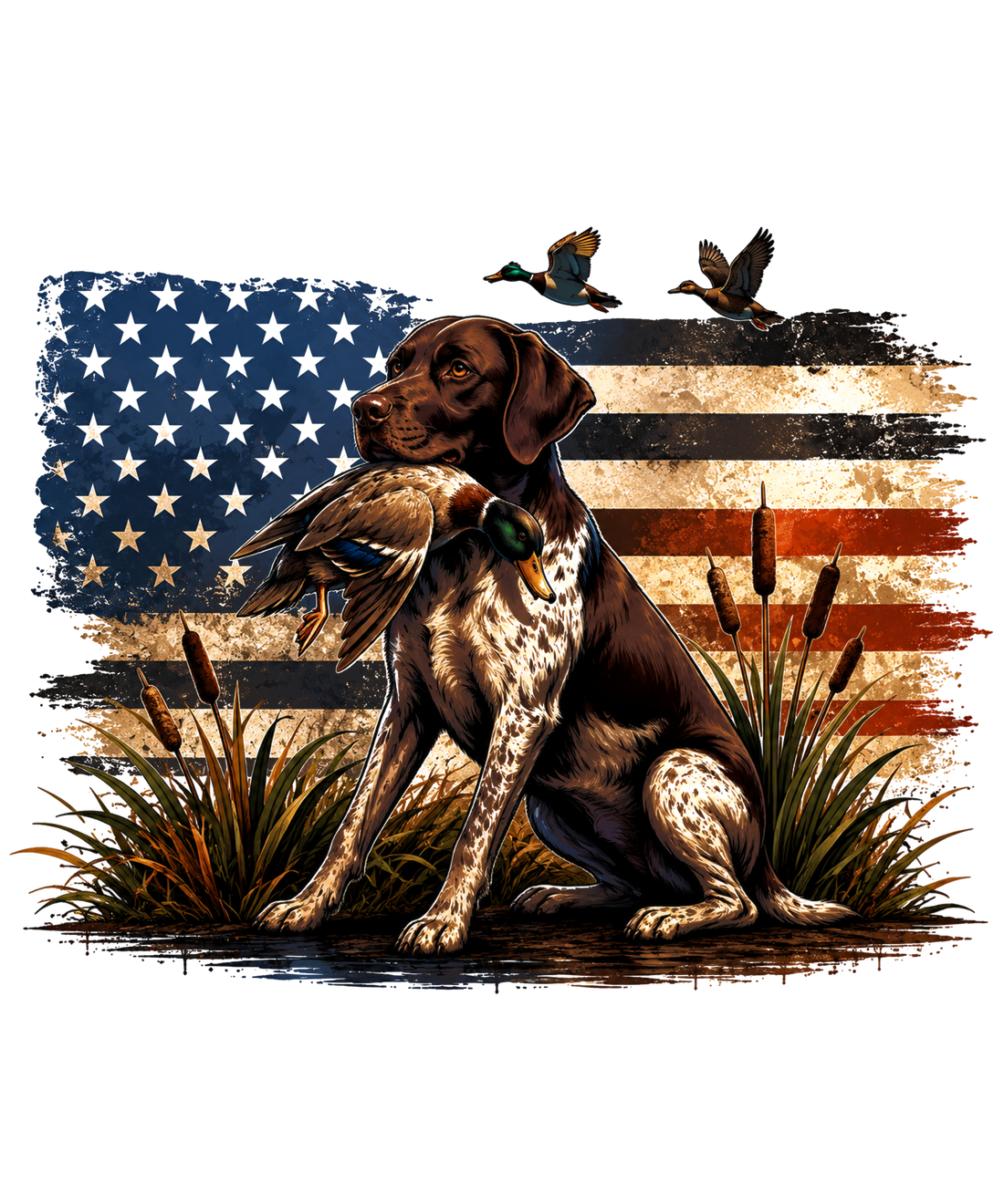 Hunting Dog American Flag Design
