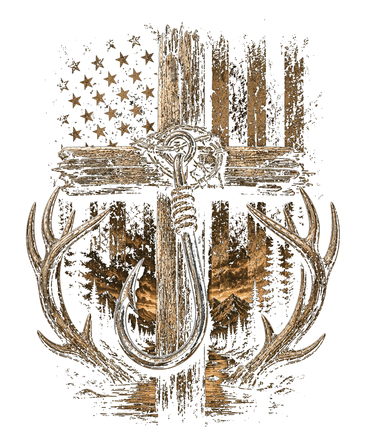 Rustic Cross Deer Antlers Design
