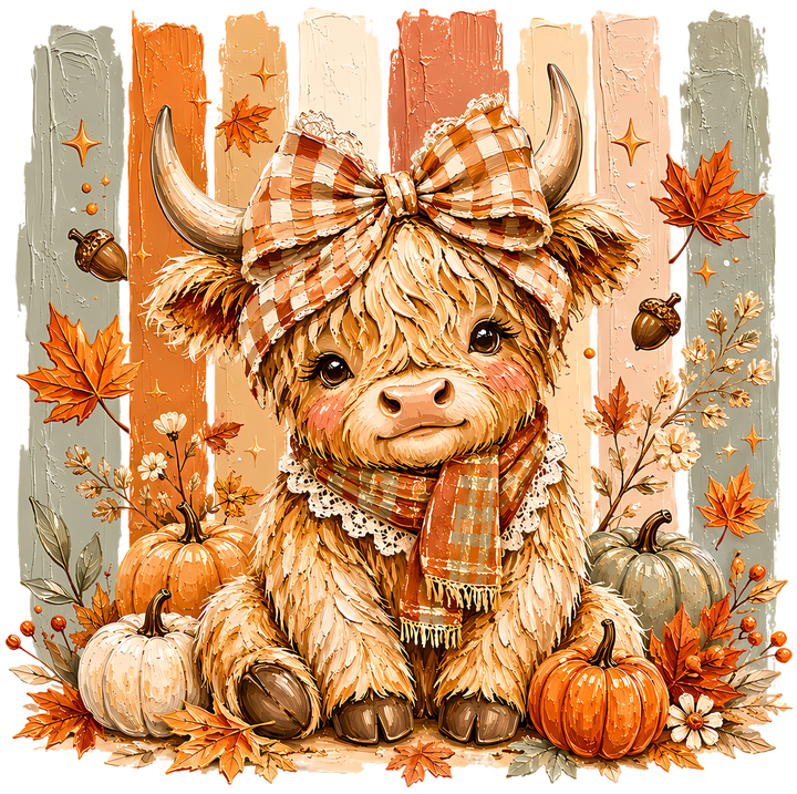 Striped Fall Highland Cow