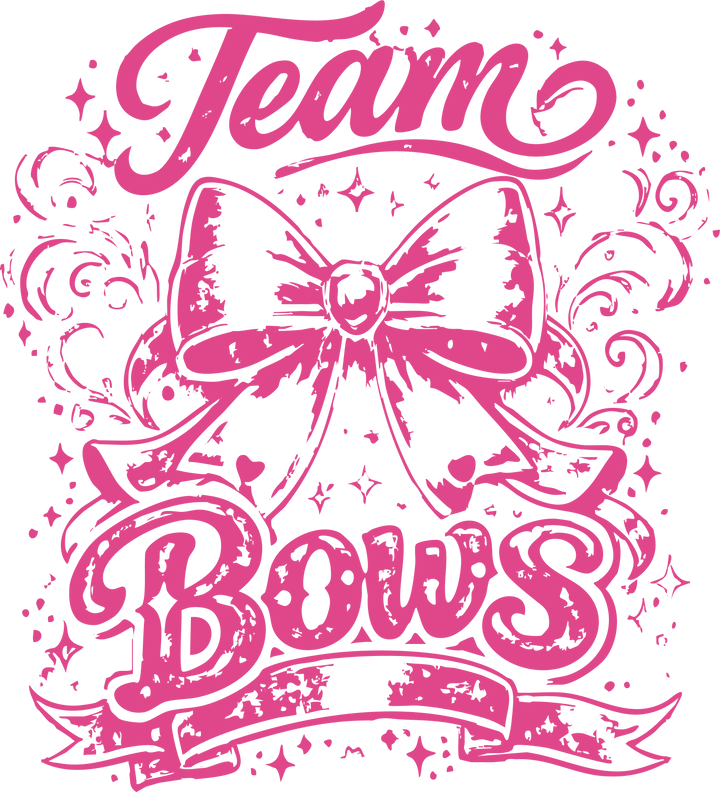 Team Bows Pink Glitter DTF Transfer