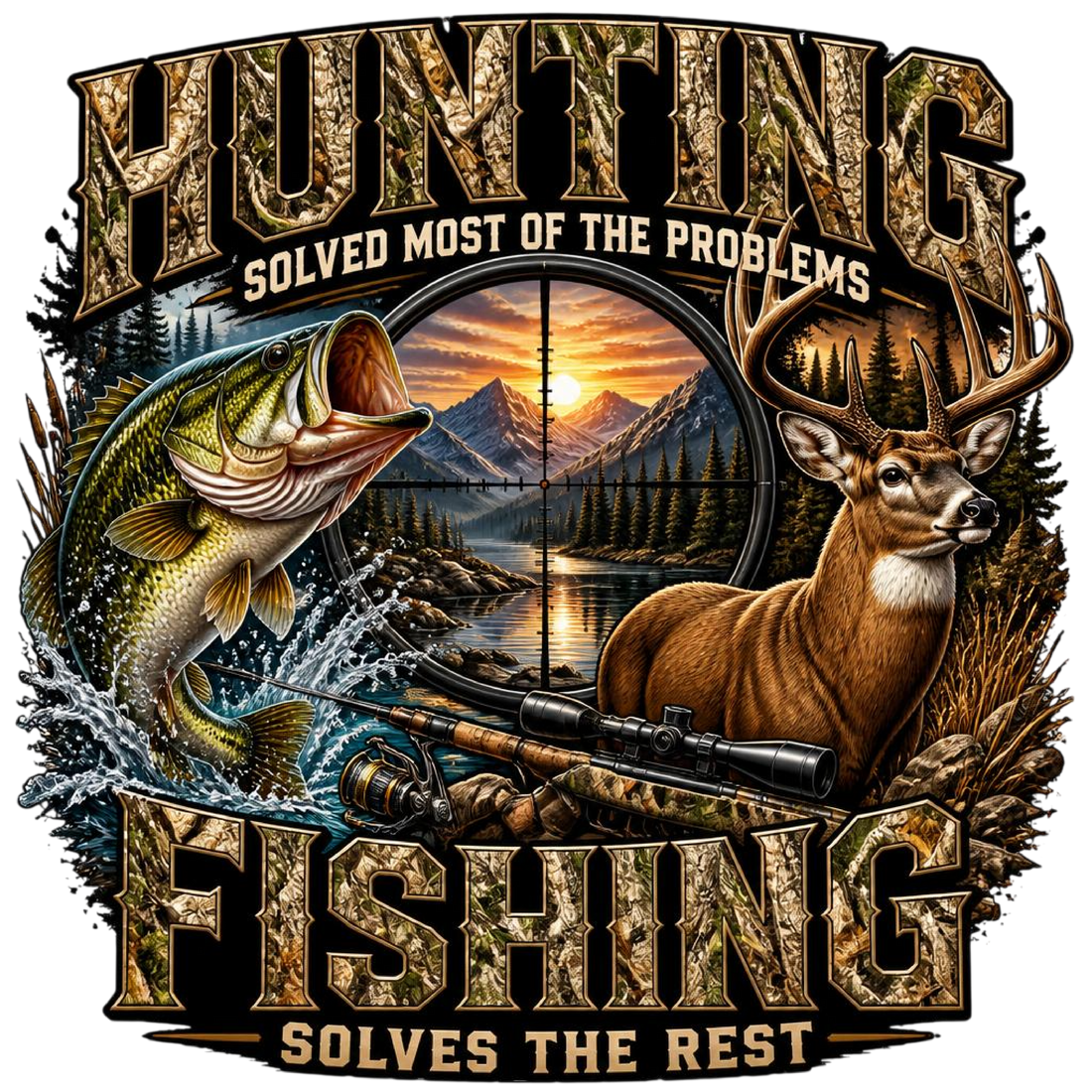 Hunting Fishing Camo Badge
