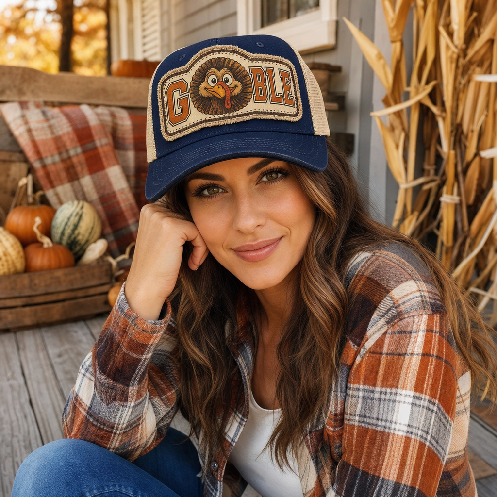 Retro Varsity GOBBLE Turkey Faux Patch DTF Transfer
