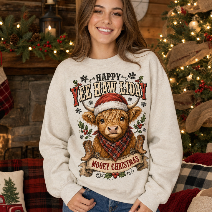 Mooey Christmas Highland Cow DTF Transfer