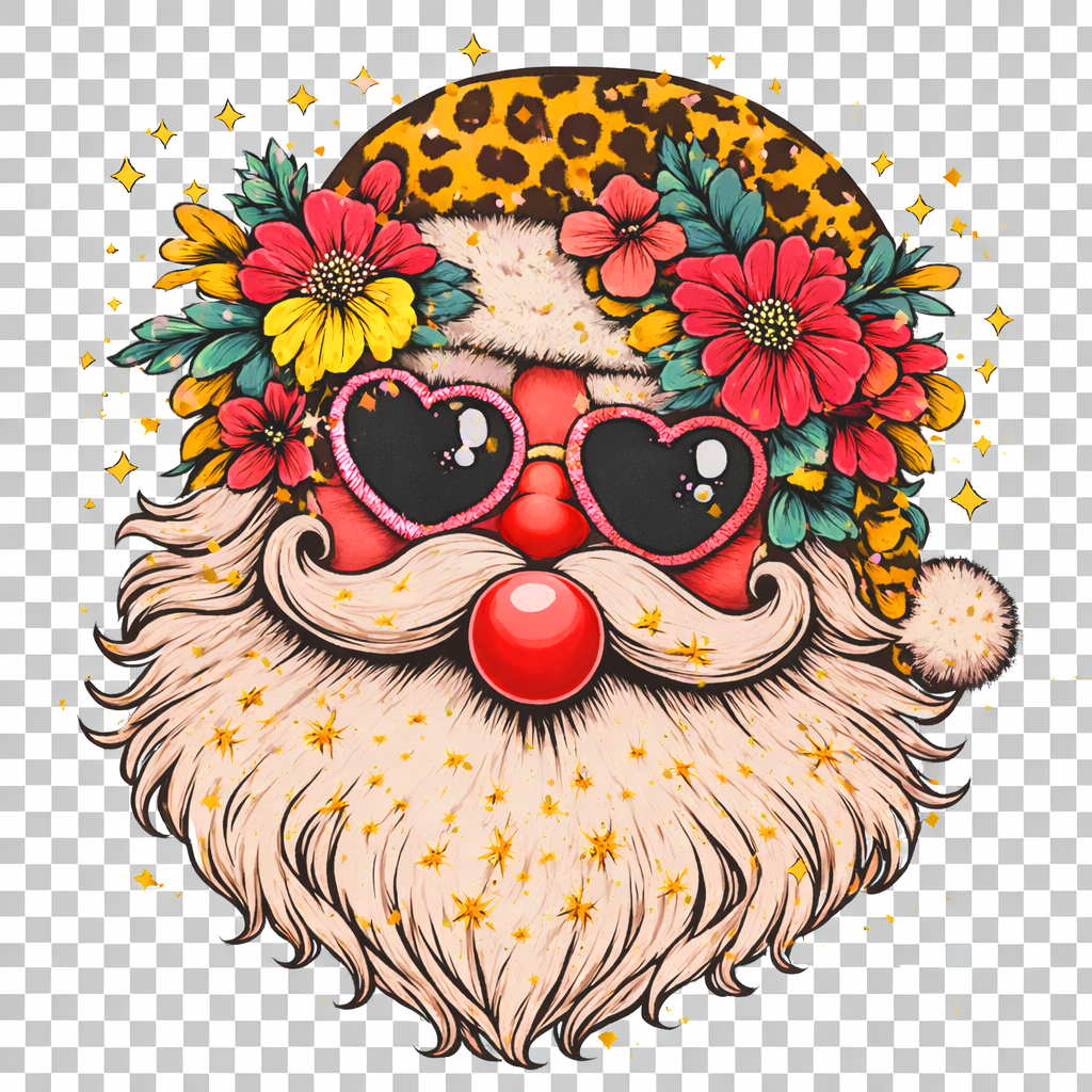 Festive Leopard Santa With Flowers