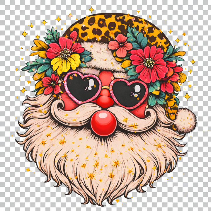 Festive Leopard Santa With Flowers