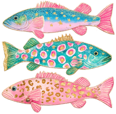 Colorful Glitter Fish Trio DTF Transfer
