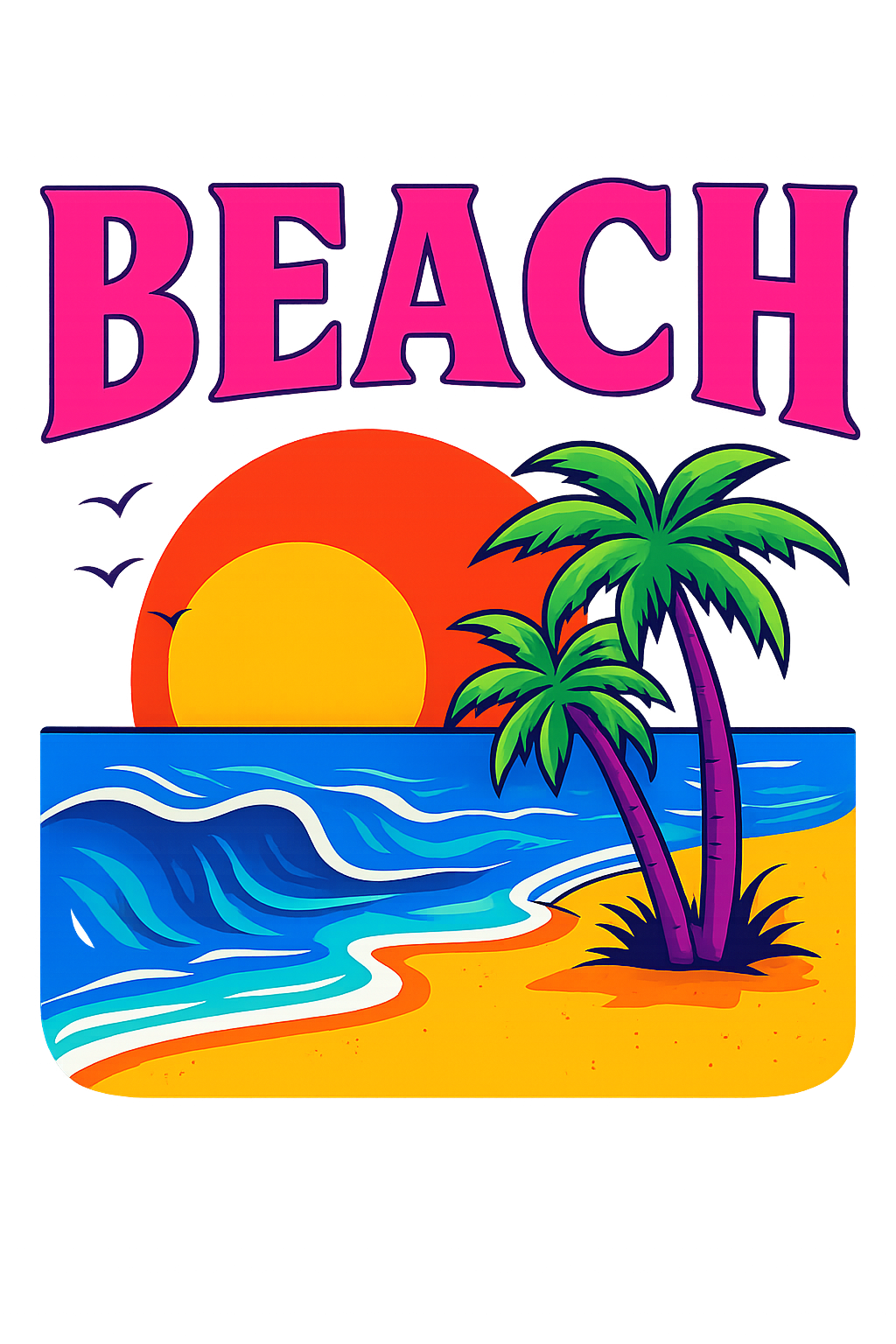 Tropical Beach Sunset Palm Design