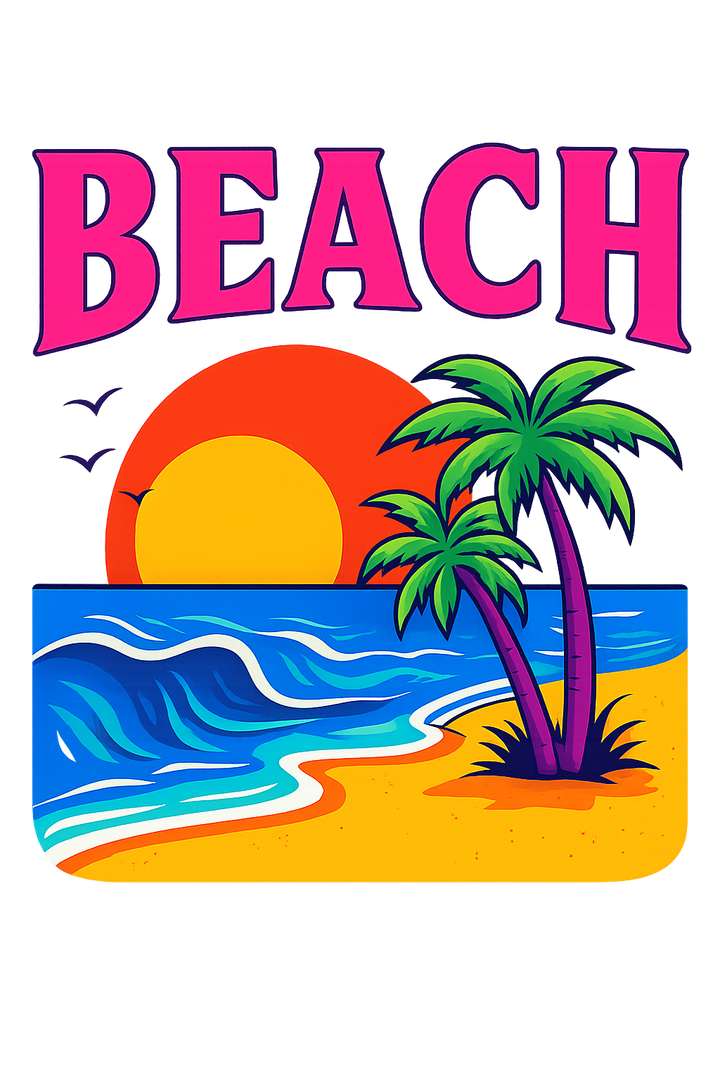 Tropical Beach Sunset Palm Design