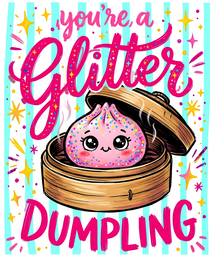Glitter Dumpling Pink Steamer DTF Transfer