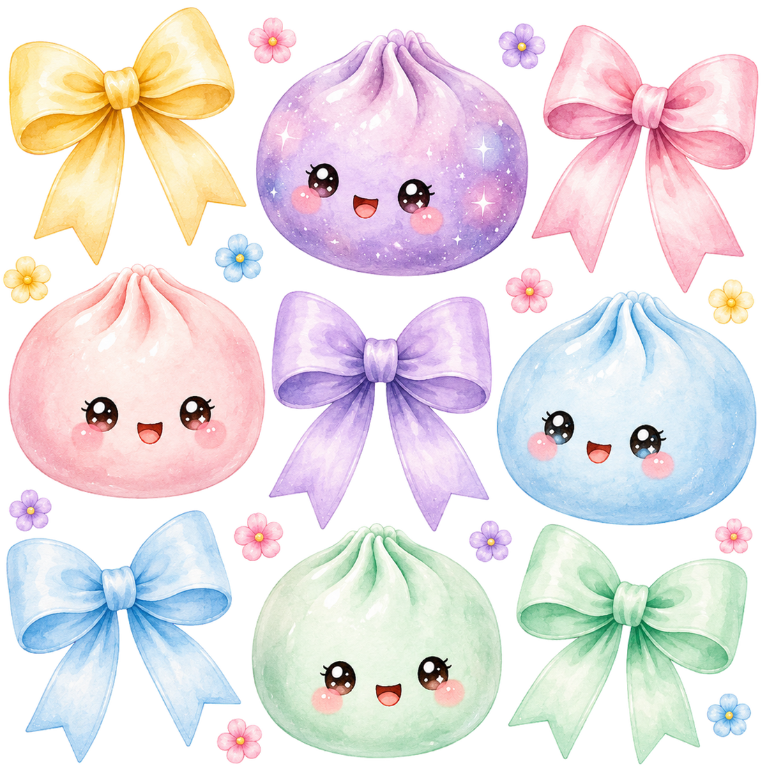 Cute Kawaii Clouds Bows Flowers