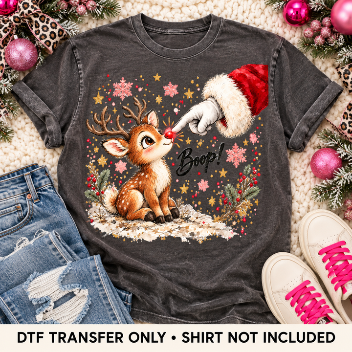 Santa Boop Reindeer Christmas DTF Transfer