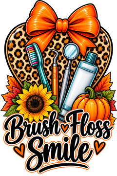 Brush Floss Smile Dental DTF Transfer