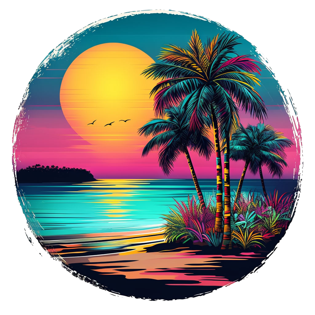 Tropical Sunset Beach Paradise DTF Transfer