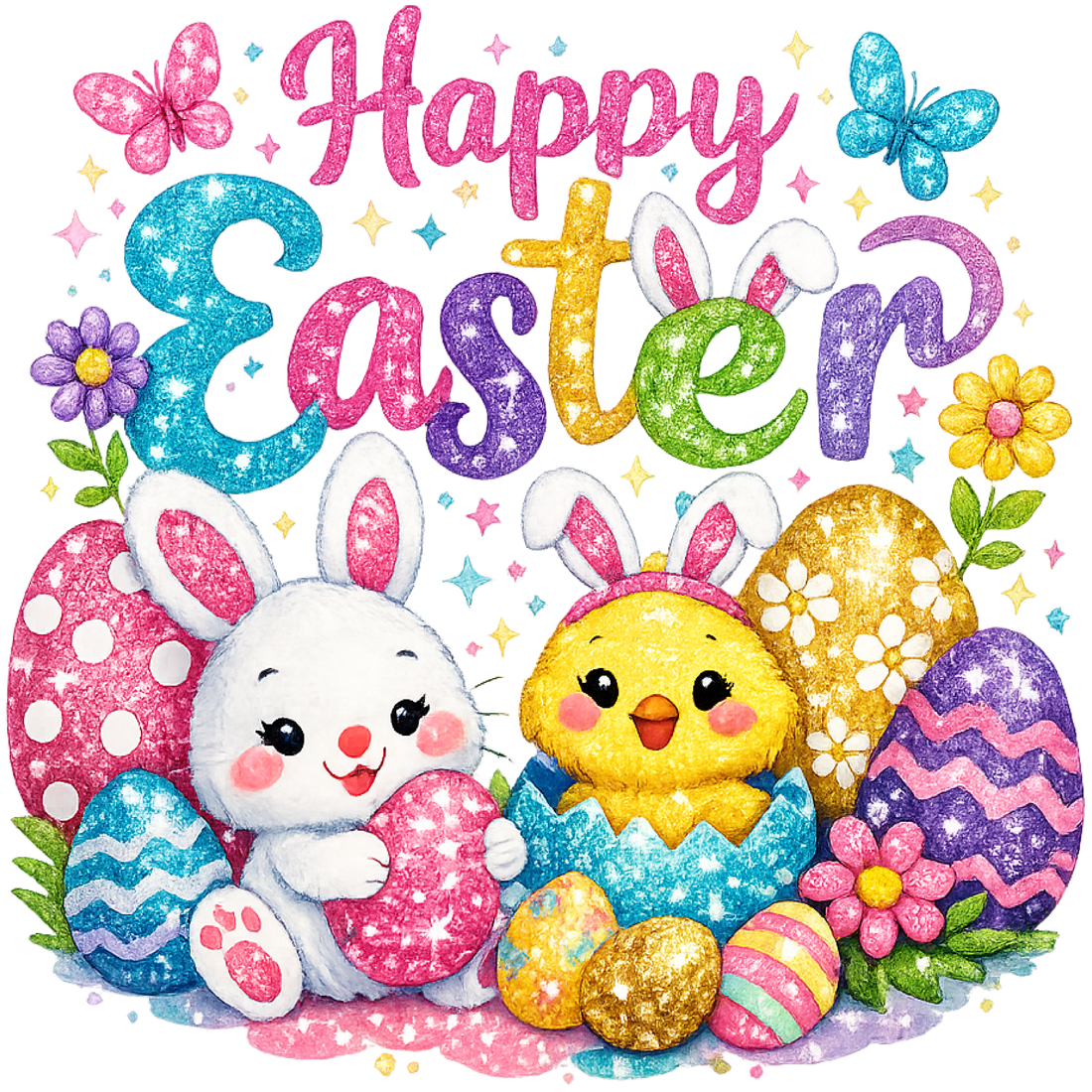 Happy Easter Glitter Design