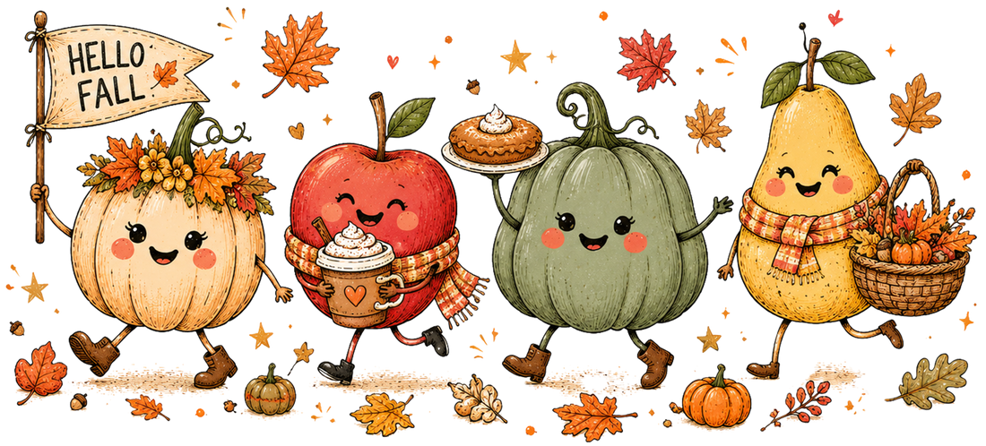 Hello Fall Kawaii Characters Design