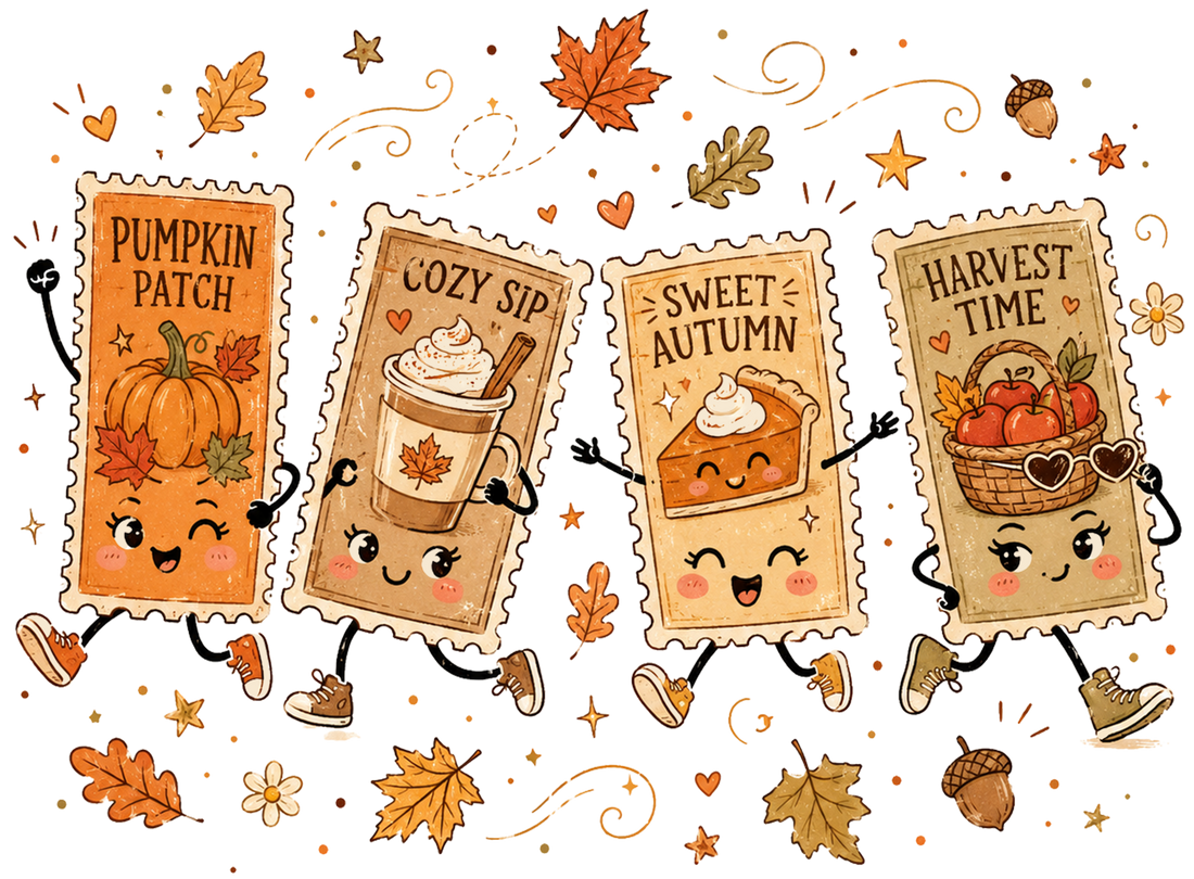 Cute Autumn Stamp Characters Bundle