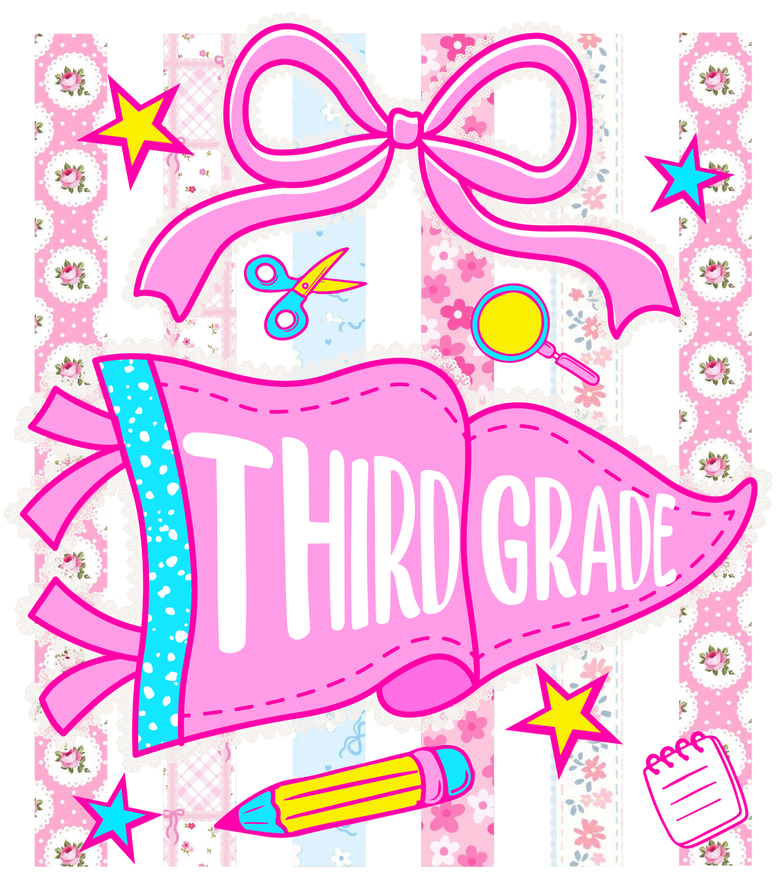 Third Grade Pink Bow Design